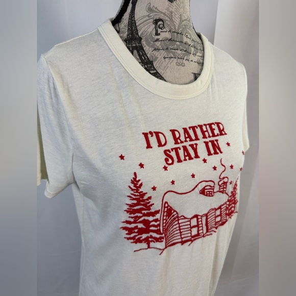 Maurice’s Cozy Winter Wonderland Embroidered Tee - “I’d Rather Stay In” - Medium - Picture 2 of 10